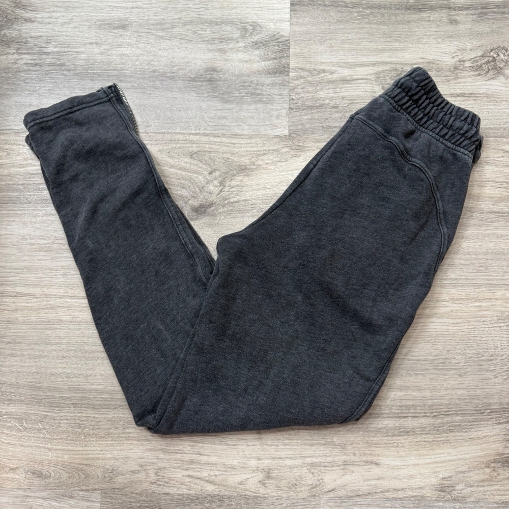 PINK Victorias Secret Charcoal Gray Acid Wash Ankle Zip Joggers XS